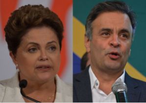 Dilma Rousseff (PT) e Aécio Neves (PSDB) disputarão o segundo turno das eleições em 26 de outubro. O candidato tucano ultrapassou a ex-senadora Marina Silva (PSB) na reta final da campanha. Com 100% das urnas apuradas, Dilma obteve mais de 43,2 milhões de votos (41,6%) contra 34,9 milhões de Aécio (33,5%) e 22,2 milhões de Marina (21,3%). (Foto: Agência Brasil)